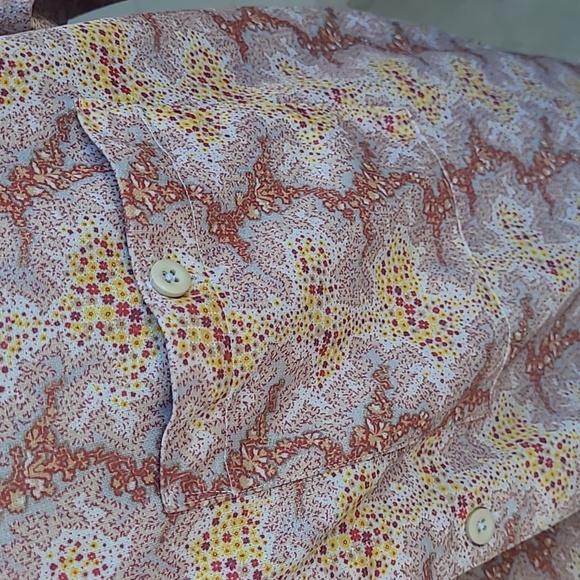 PATAGONIA‎ Inyo Abstract Brown Beige Yellow Polyester Mens XL Short Sleeve Shirt - Picture 4 of 8